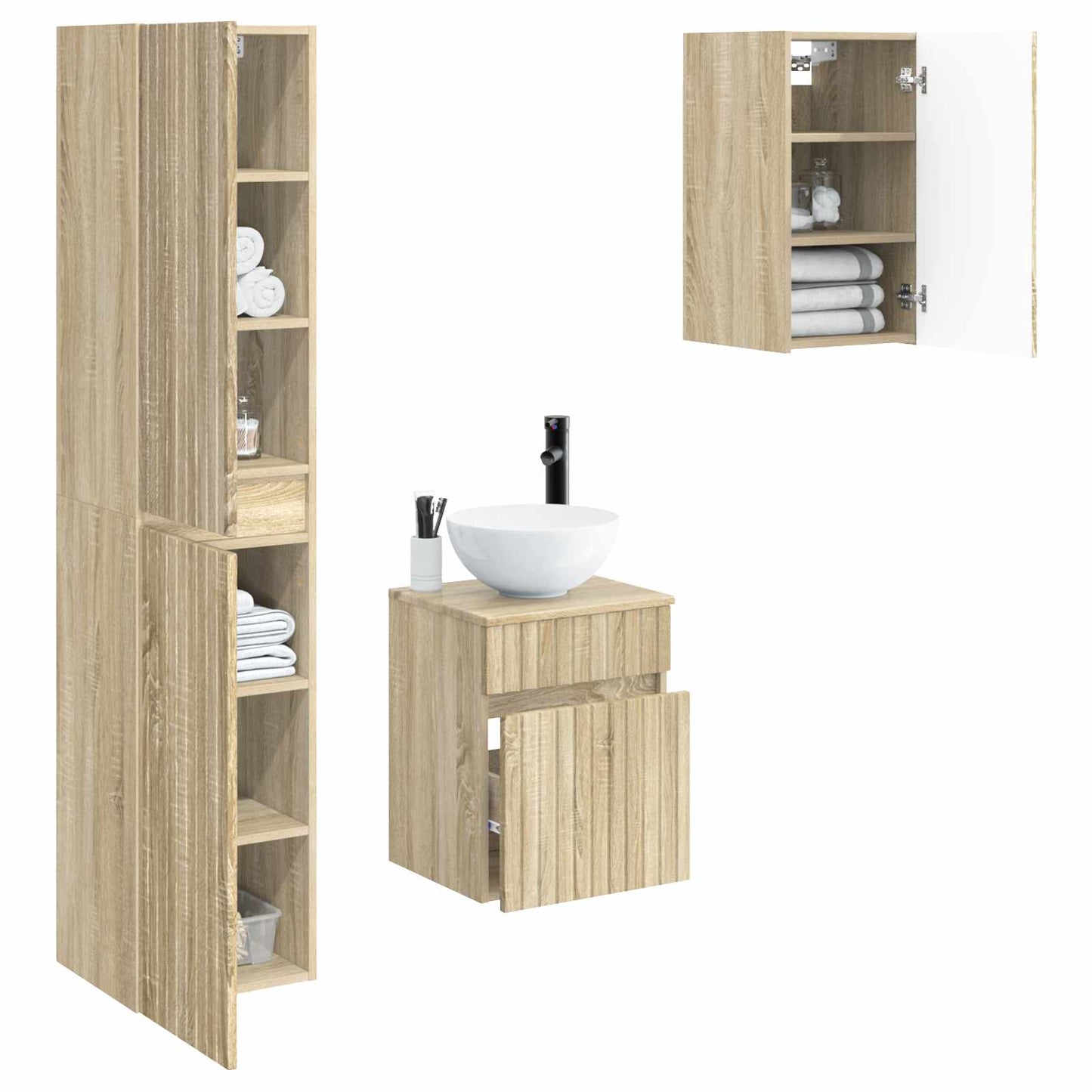 vidaXL Bathroom Furniture Set 3 pcs Sonoma Oak 33 x 34.5 x 160 cm