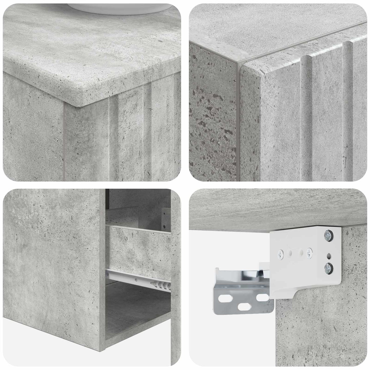 vidaXL Bathroom Furniture Set 3 pcs Concrete Grey 33 x 34.5 x 160 cm