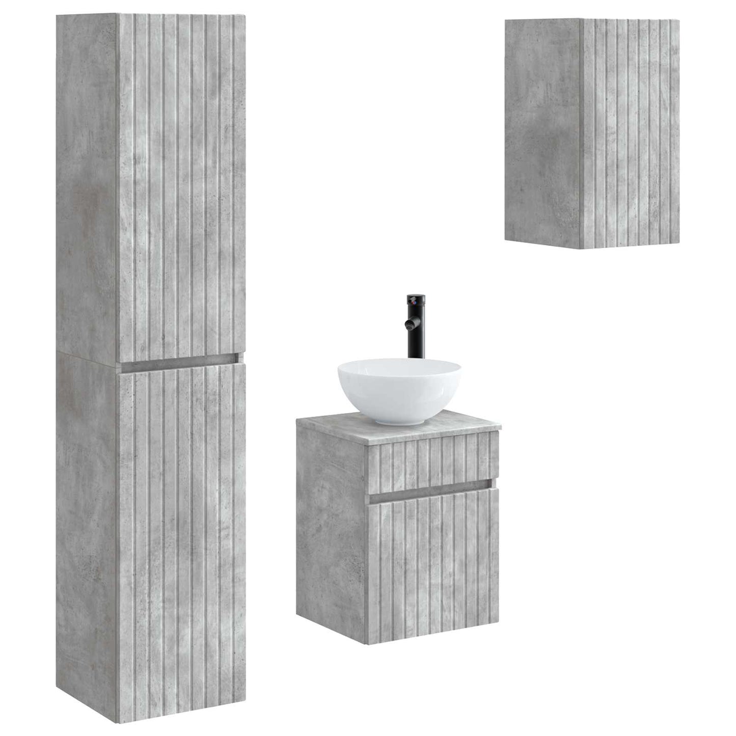 vidaXL Bathroom Furniture Set 3 pcs Concrete Grey 33 x 34.5 x 160 cm
