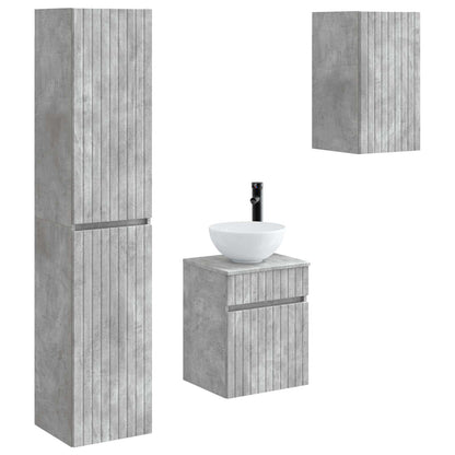 vidaXL Bathroom Furniture Set 3 pcs Concrete Grey 33 x 34.5 x 160 cm