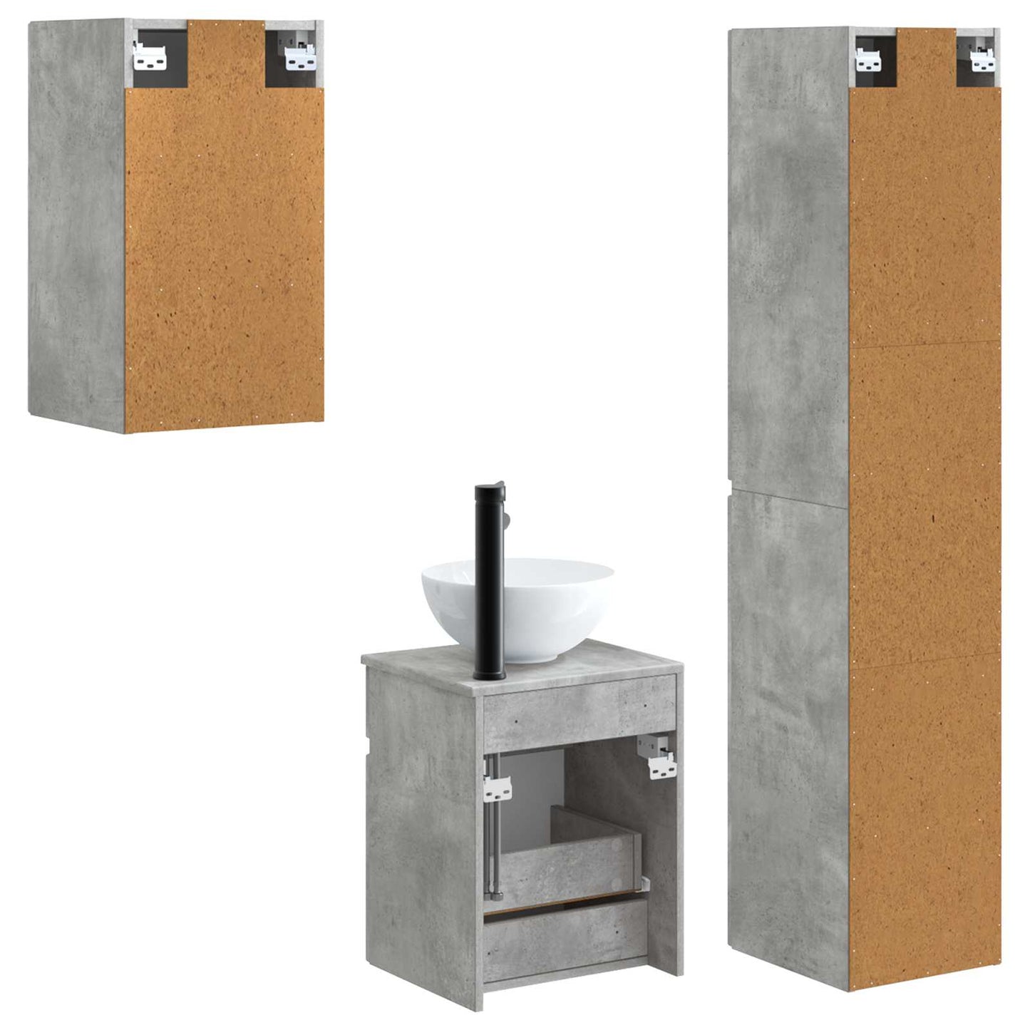 vidaXL Bathroom Furniture Set 3 pcs Concrete Grey 33 x 34.5 x 160 cm