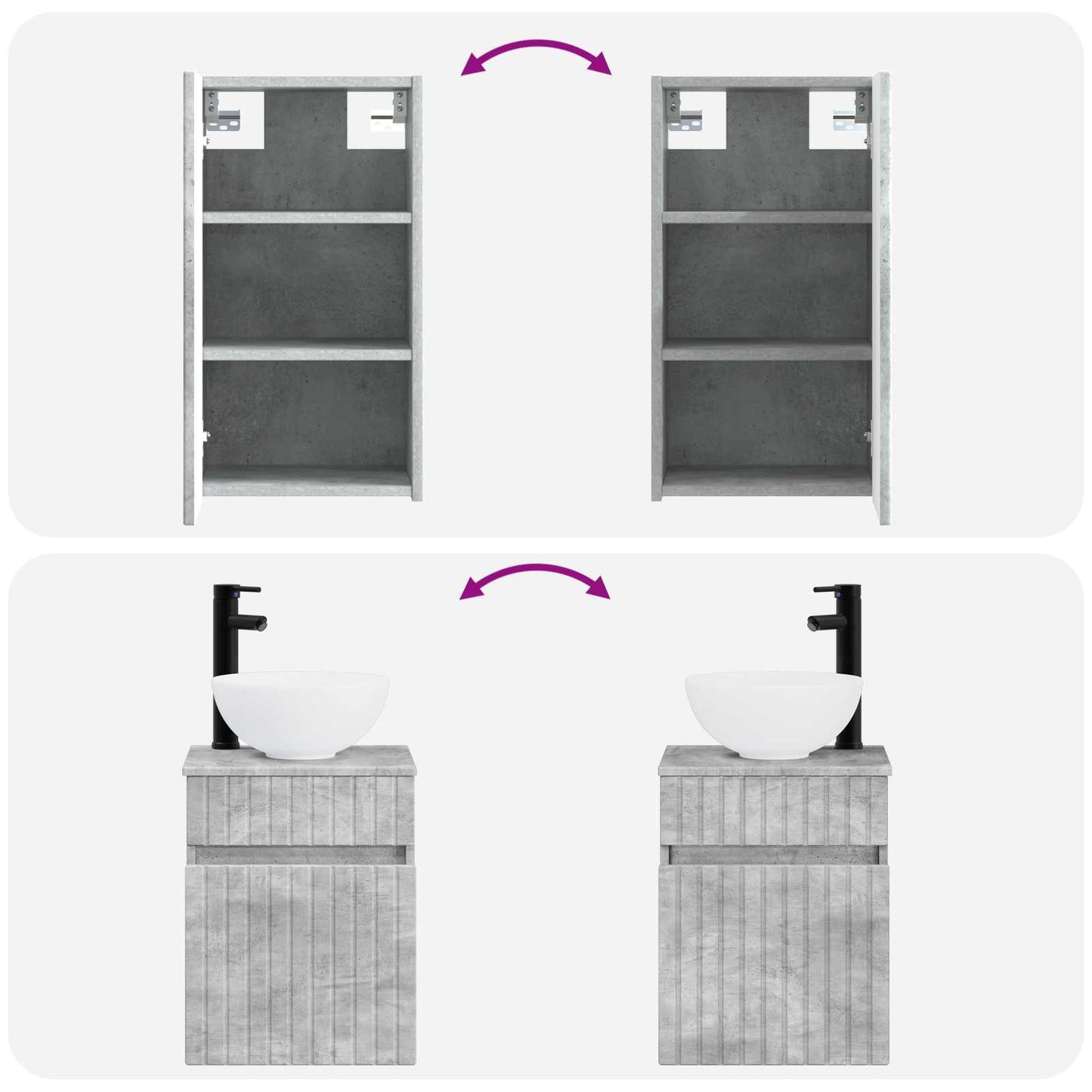 vidaXL Bathroom Furniture Set 3 pcs Concrete Grey 33 x 34.5 x 160 cm