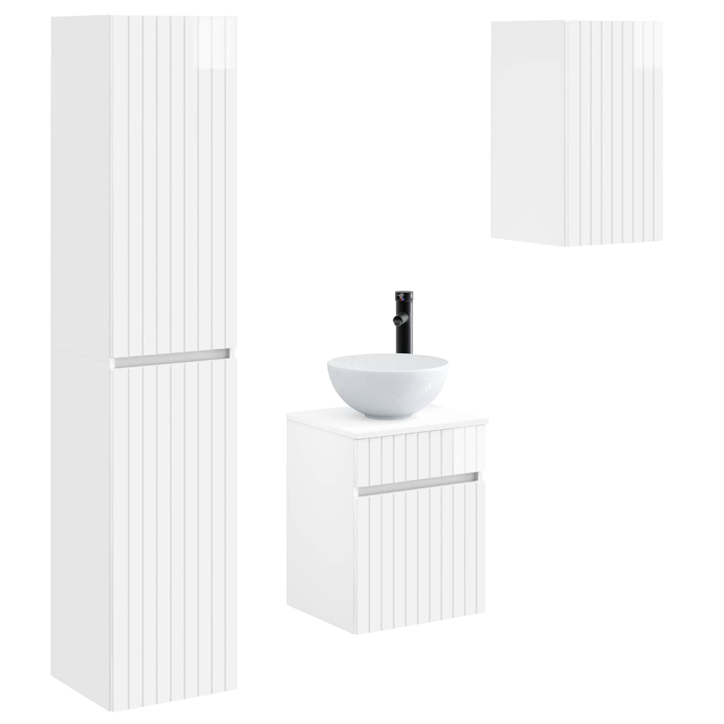 vidaXL Bathroom Furniture Set 3 pcs High Gloss White