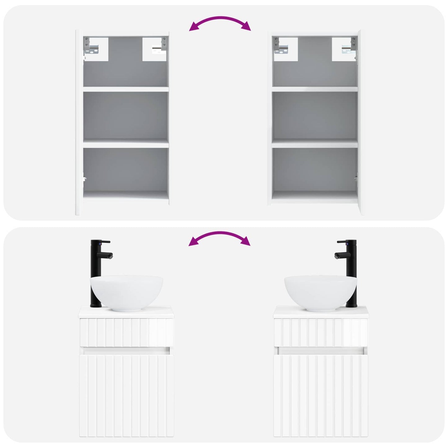vidaXL Bathroom Furniture Set 3 pcs High Gloss White