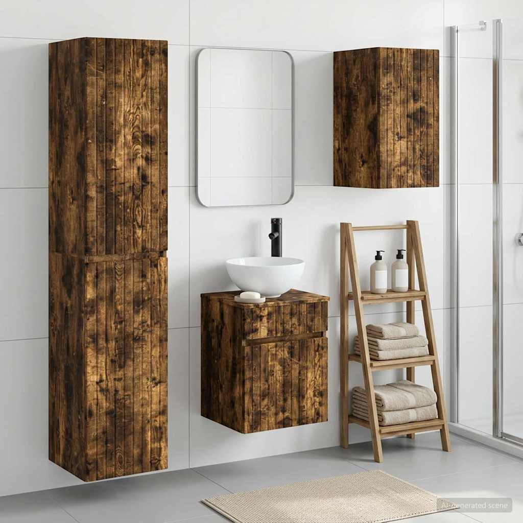 vidaXL Bathroom Furniture Set 3 pcs Smoked Oak 33 x 34.5 x 160 cm