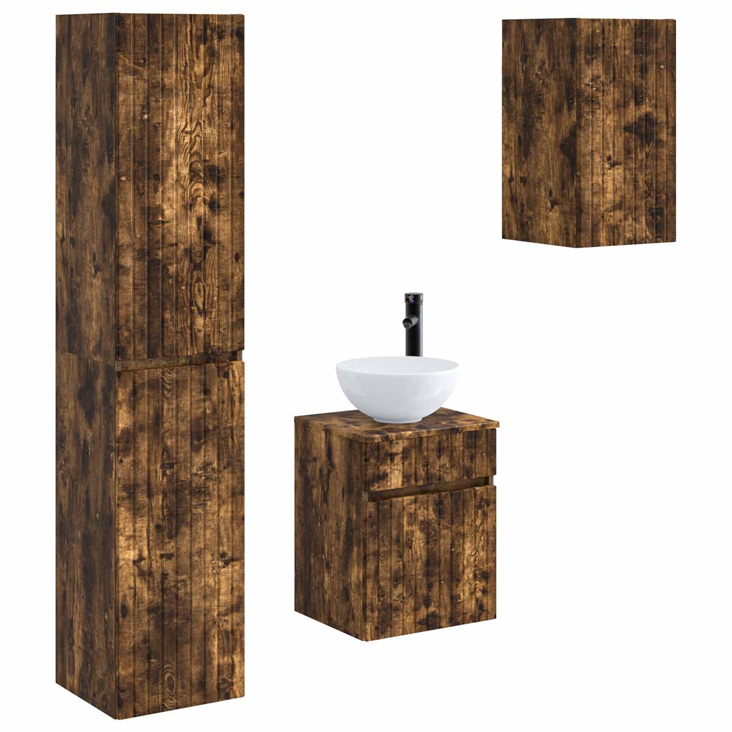 vidaXL Bathroom Furniture Set 3 pcs Smoked Oak 33 x 34.5 x 160 cm