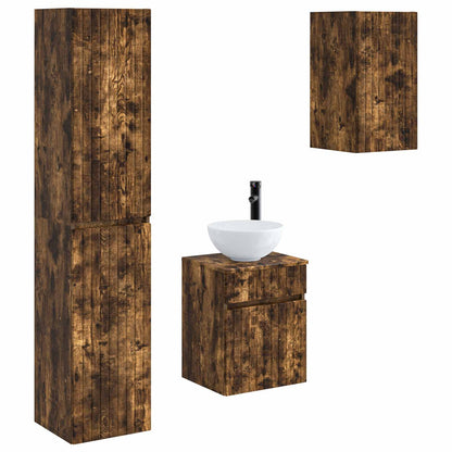 vidaXL Bathroom Furniture Set 3 pcs Smoked Oak 33 x 34.5 x 160 cm