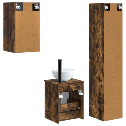 vidaXL Bathroom Furniture Set 3 pcs Smoked Oak 33 x 34.5 x 160 cm