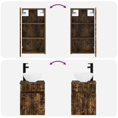vidaXL Bathroom Furniture Set 3 pcs Smoked Oak 33 x 34.5 x 160 cm