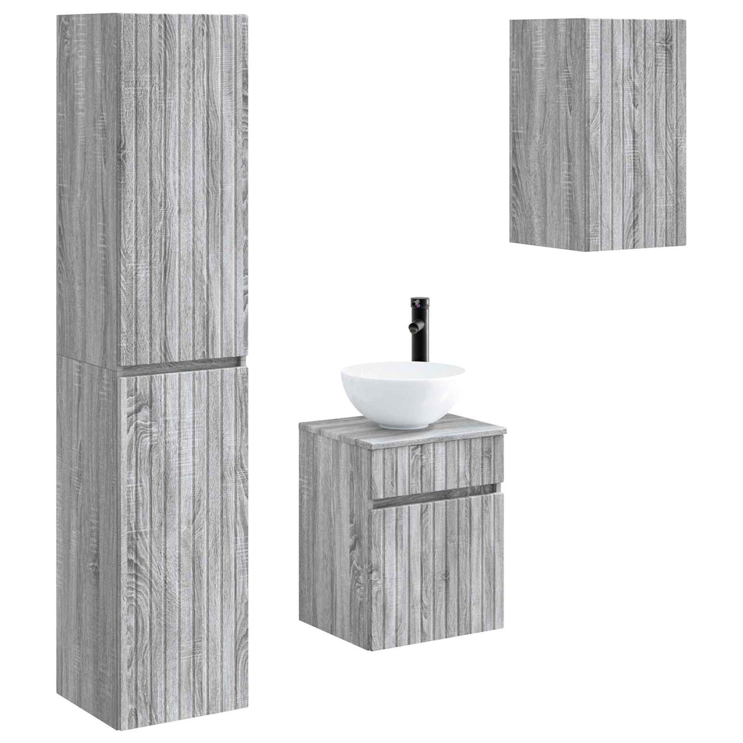 vidaXL Bathroom Furniture Set 3 pcs Grey Sonoma 33 x 34.5 x 160 cm