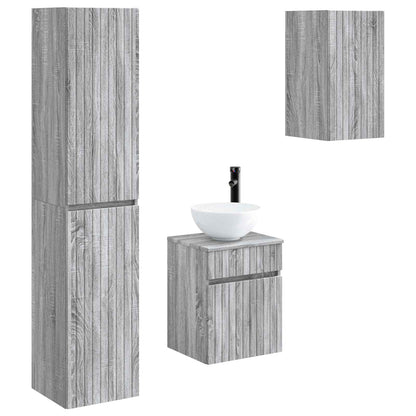 vidaXL Bathroom Furniture Set 3 pcs Grey Sonoma 33 x 34.5 x 160 cm