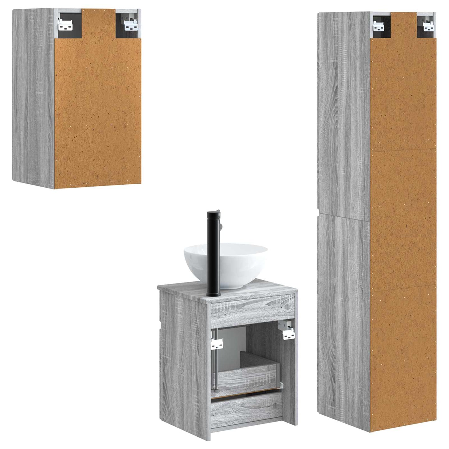 vidaXL Bathroom Furniture Set 3 pcs Grey Sonoma 33 x 34.5 x 160 cm