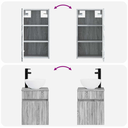 vidaXL Bathroom Furniture Set 3 pcs Grey Sonoma 33 x 34.5 x 160 cm