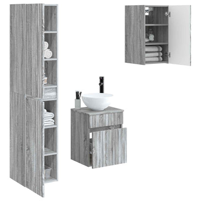 vidaXL Bathroom Furniture Set 3 pcs Grey Sonoma 33 x 34.5 x 160 cm