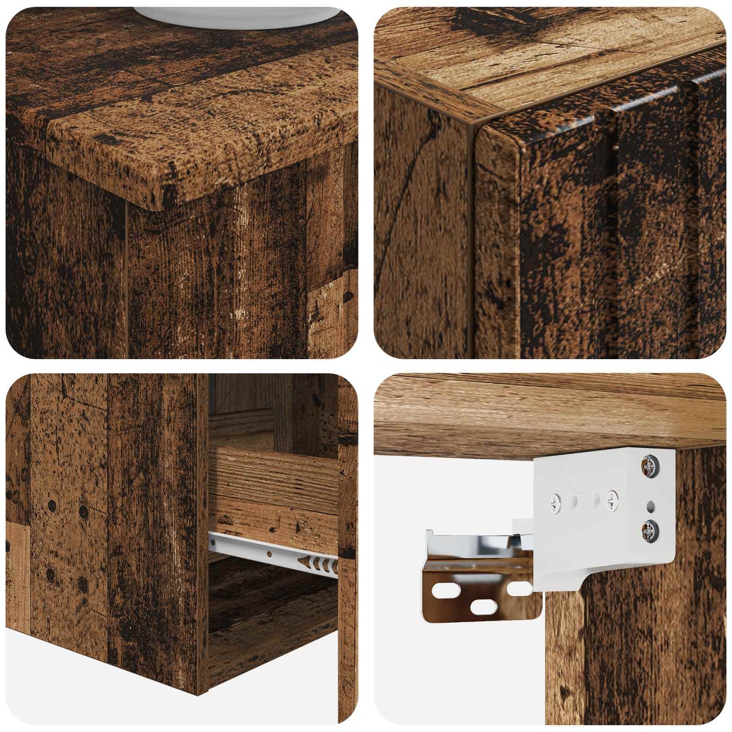 vidaXL Bathroom Furniture Set 3 pcs Old Wood 33 x 34.5 x 160 cm