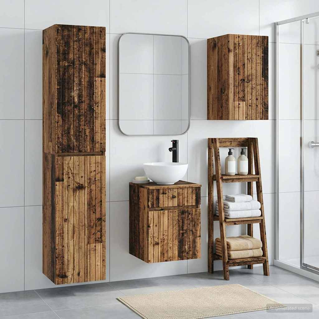 vidaXL Bathroom Furniture Set 3 pcs Old Wood 33 x 34.5 x 160 cm