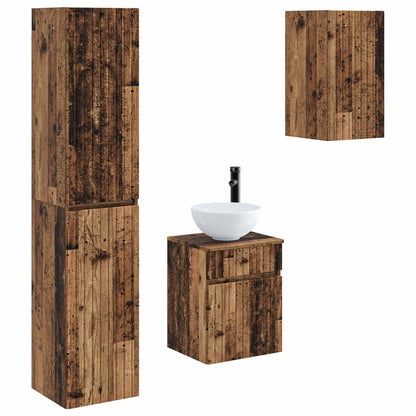 vidaXL Bathroom Furniture Set 3 pcs Old Wood 33 x 34.5 x 160 cm