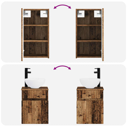 vidaXL Bathroom Furniture Set 3 pcs Old Wood 33 x 34.5 x 160 cm