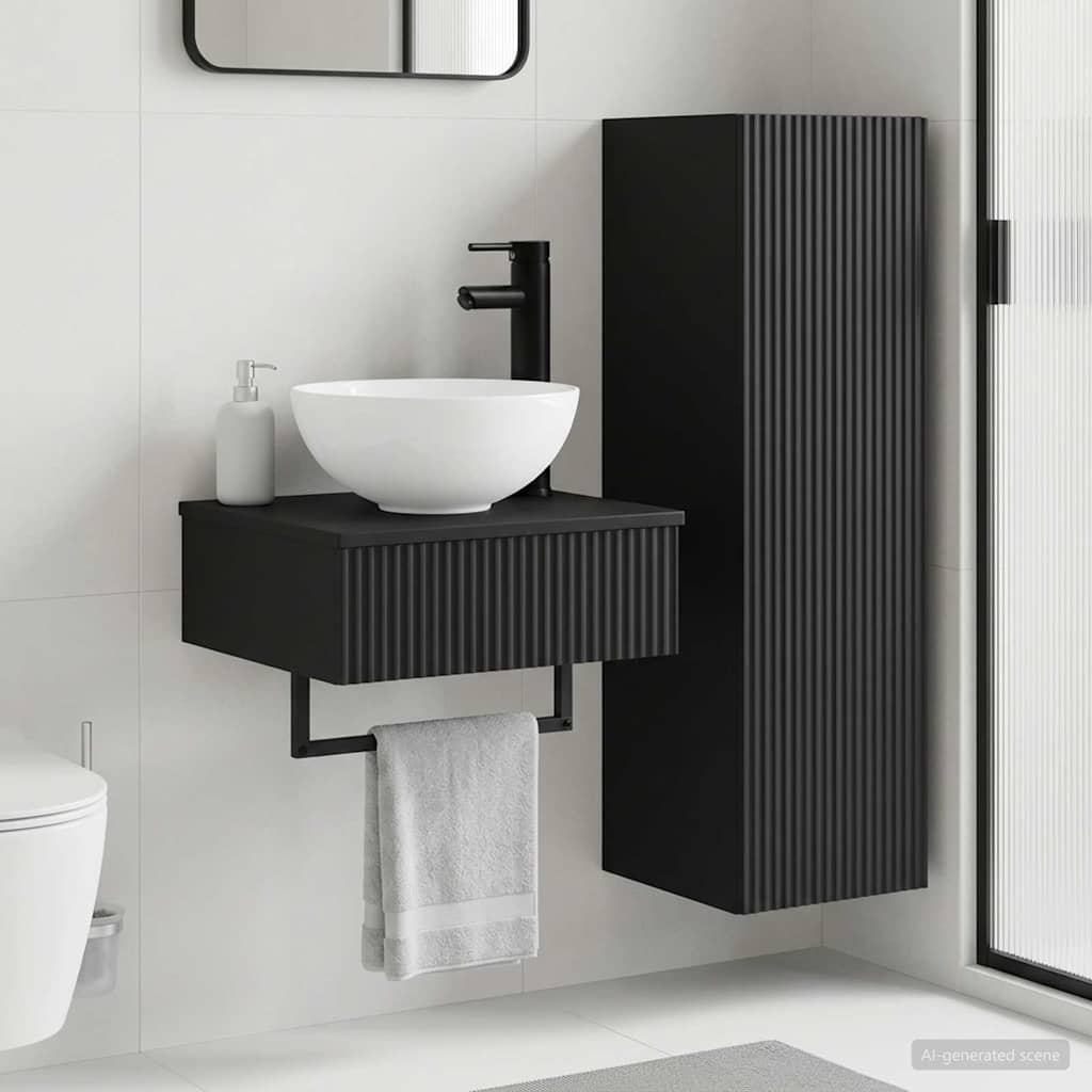 vidaXL Bathroom Furniture Set 2 pcs Black 33 x 34.5 x 100 cm