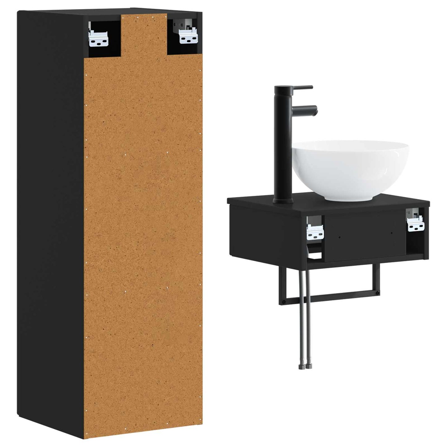 vidaXL Bathroom Furniture Set 2 pcs Black 33 x 34.5 x 100 cm