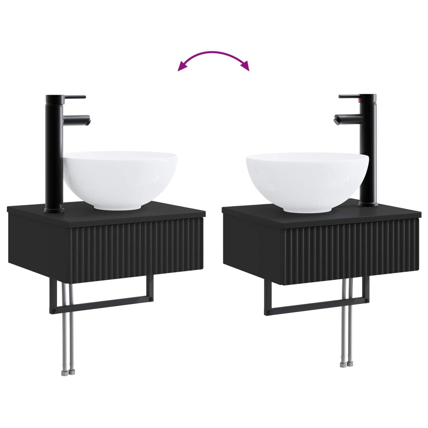 vidaXL Bathroom Furniture Set 2 pcs Black 33 x 34.5 x 100 cm