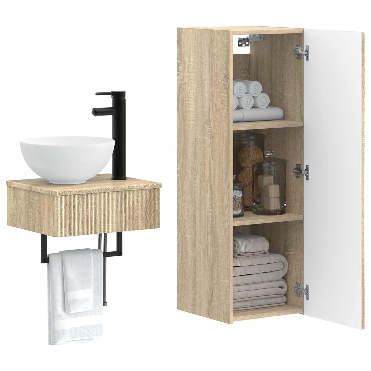 vidaXL Bathroom Furniture Set 2 pcs Sonoma Oak 33 x 34.5 x 100 cm