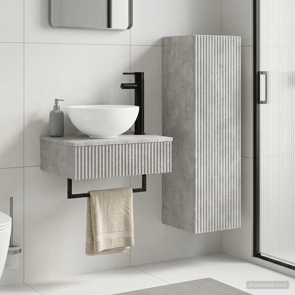 vidaXL Bathroom Furniture Set 2 pcs Concrete Grey 33 x 34.5 x 100 cm