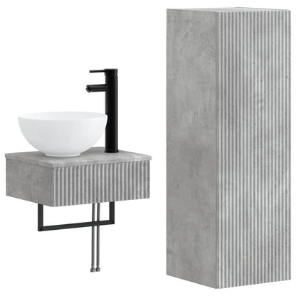 vidaXL Bathroom Furniture Set 2 pcs Concrete Grey 33 x 34.5 x 100 cm
