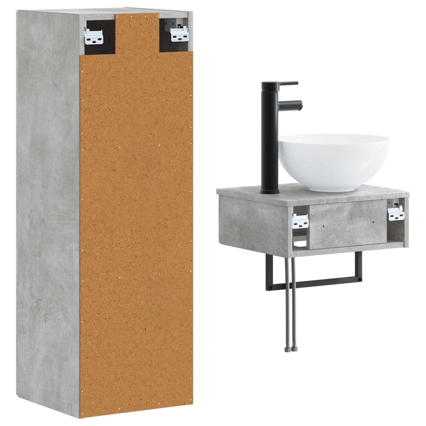 vidaXL Bathroom Furniture Set 2 pcs Concrete Grey 33 x 34.5 x 100 cm