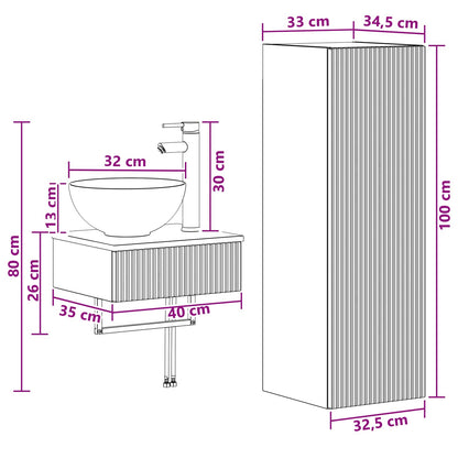 vidaXL Bathroom Furniture Set 2 pcs Concrete Grey 33 x 34.5 x 100 cm