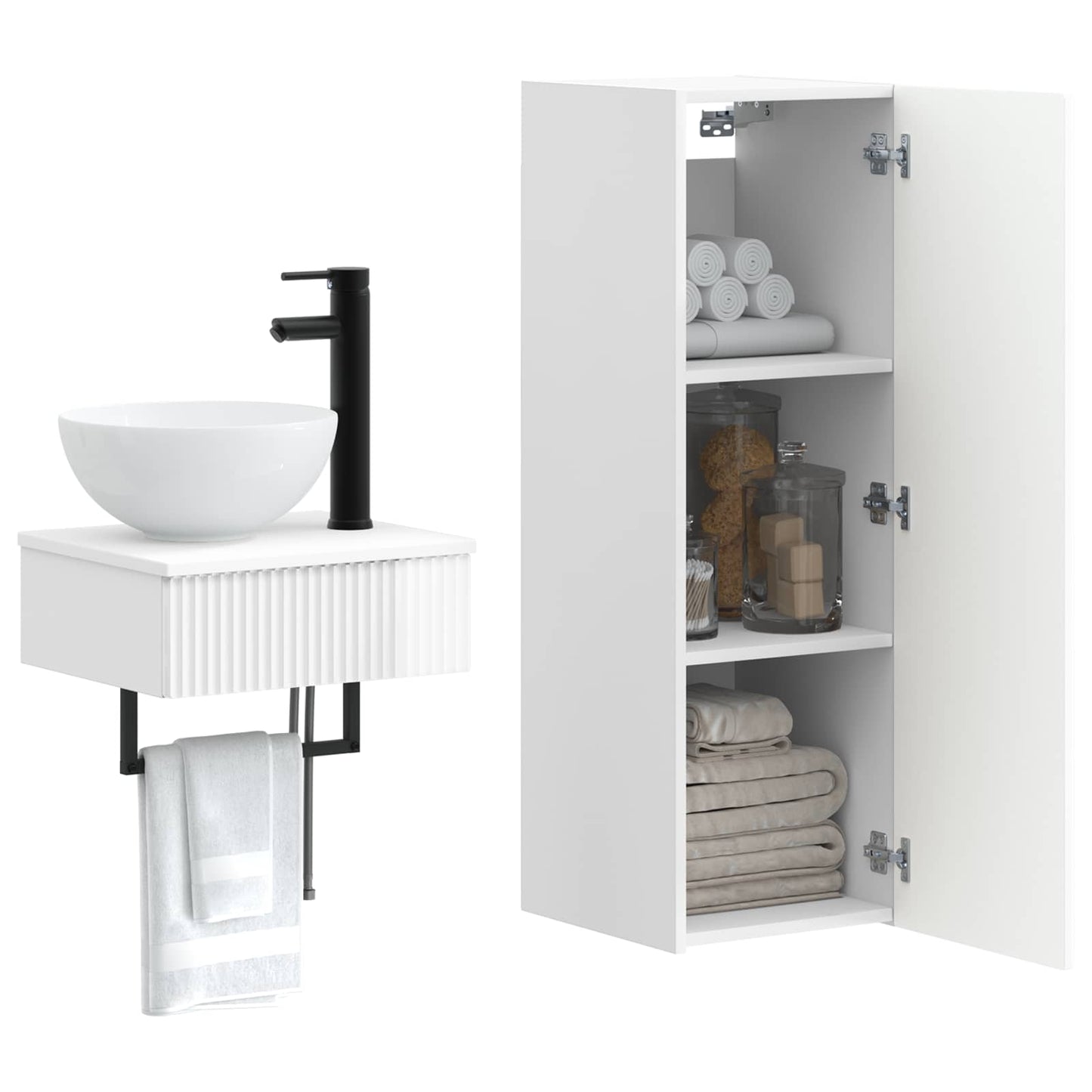 vidaXL Bathroom Furniture Set 2 pcs High Gloss White