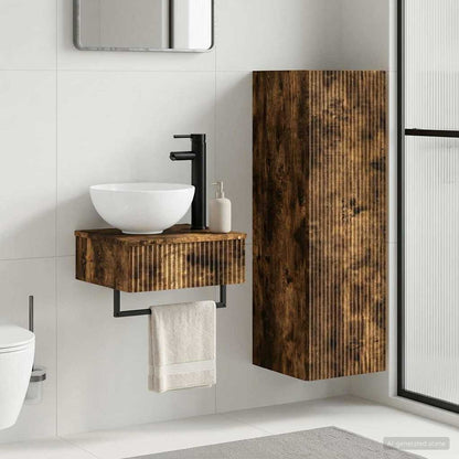 vidaXL Bathroom Furniture Set 2 pcs Smoked Oak 33 x 34.5 x 100 cm