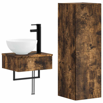 vidaXL Bathroom Furniture Set 2 pcs Smoked Oak 33 x 34.5 x 100 cm