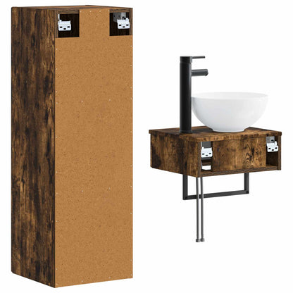 vidaXL Bathroom Furniture Set 2 pcs Smoked Oak 33 x 34.5 x 100 cm
