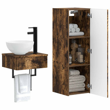 vidaXL Bathroom Furniture Set 2 pcs Smoked Oak 33 x 34.5 x 100 cm