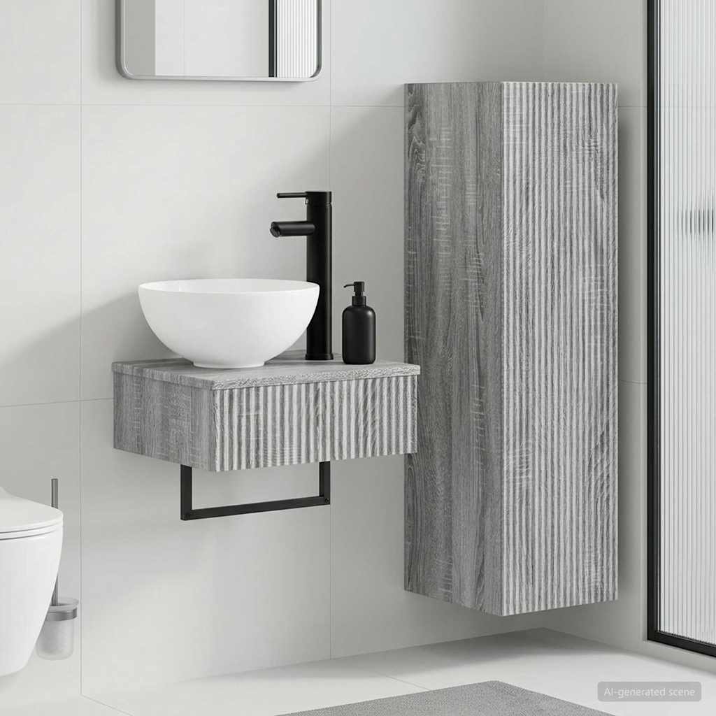 vidaXL Bathroom Furniture Set 2 pcs Grey Sonoma 33 x 34.5 x 100 cm