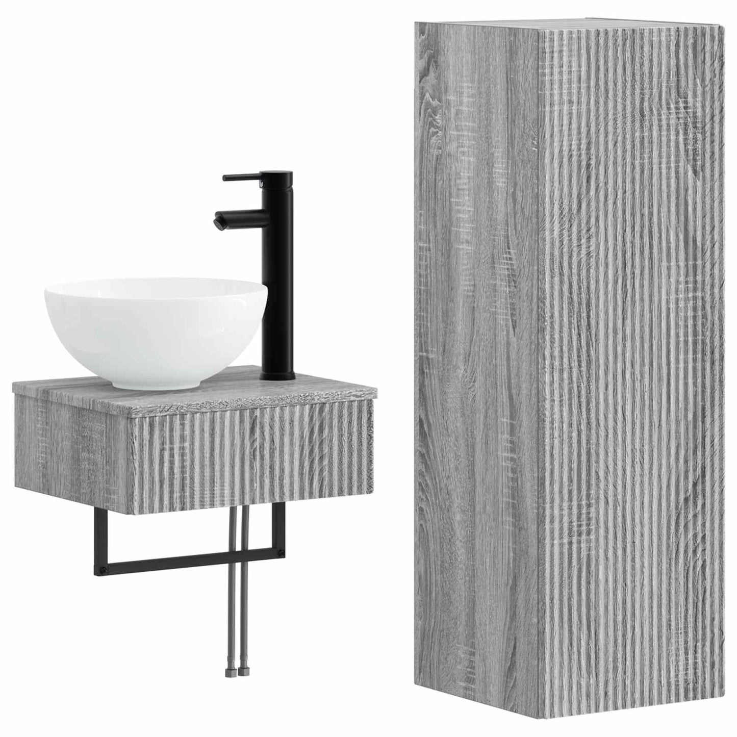 vidaXL Bathroom Furniture Set 2 pcs Grey Sonoma 33 x 34.5 x 100 cm