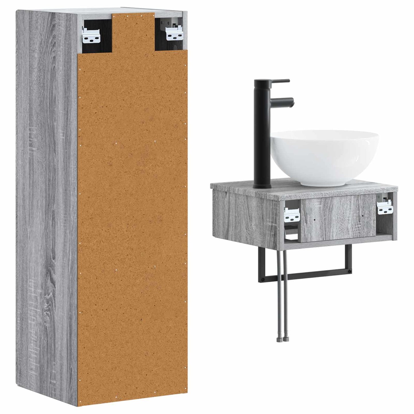 vidaXL Bathroom Furniture Set 2 pcs Grey Sonoma 33 x 34.5 x 100 cm