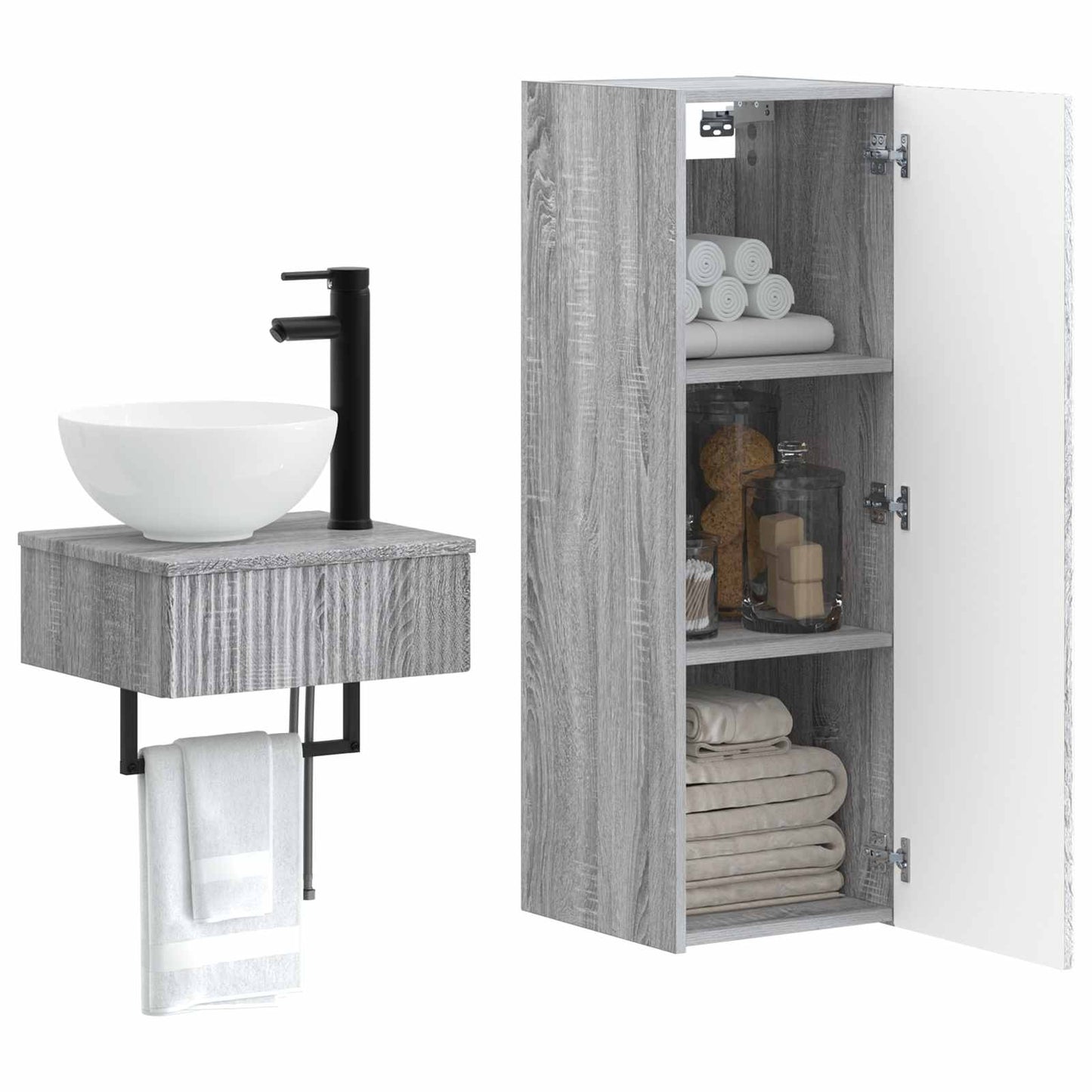 vidaXL Bathroom Furniture Set 2 pcs Grey Sonoma 33 x 34.5 x 100 cm