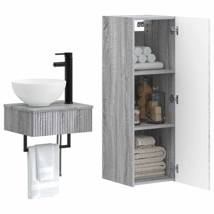 vidaXL Bathroom Furniture Set 2 pcs Grey Sonoma 33 x 34.5 x 100 cm