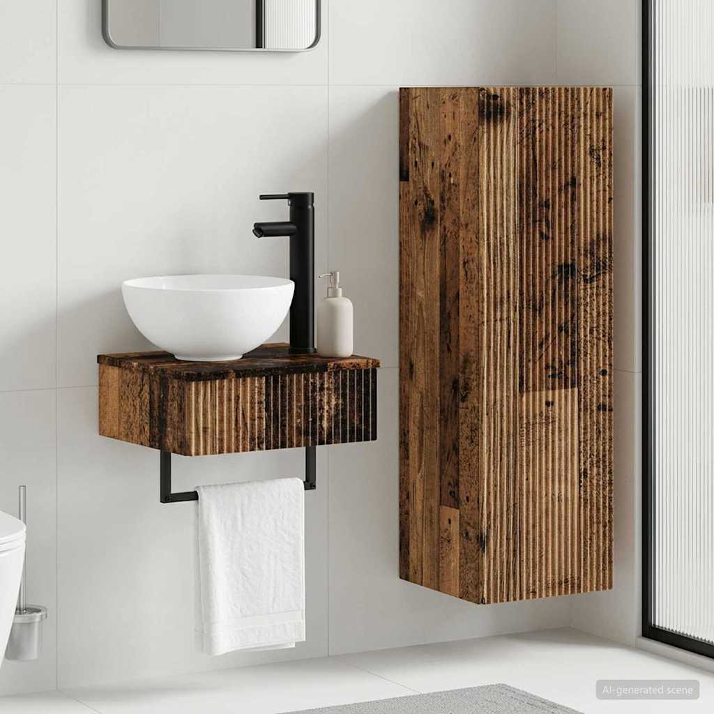vidaXL Bathroom Furniture Set 2 pcs Old Wood 33 x 34.5 x 100 cm