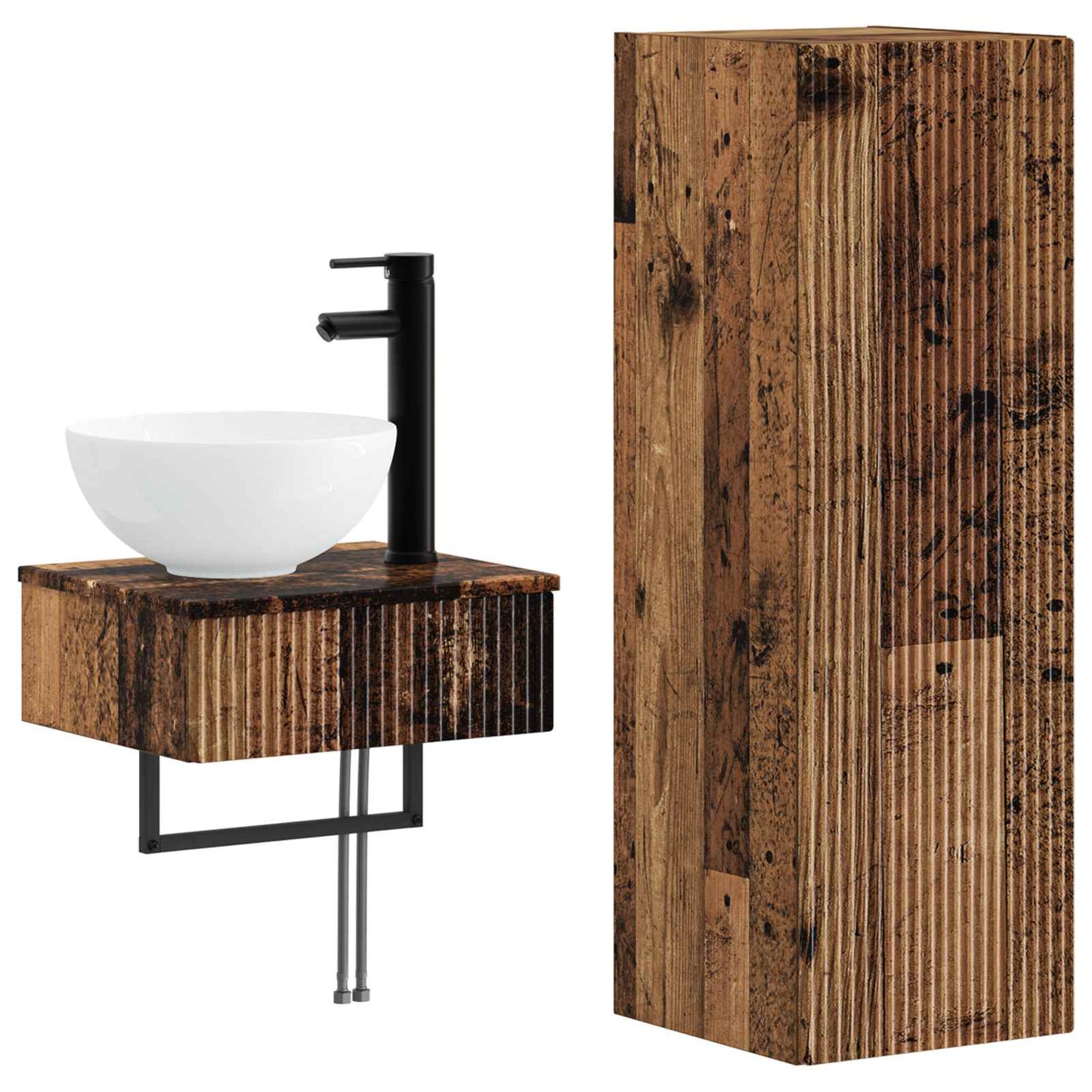 vidaXL Bathroom Furniture Set 2 pcs Old Wood 33 x 34.5 x 100 cm