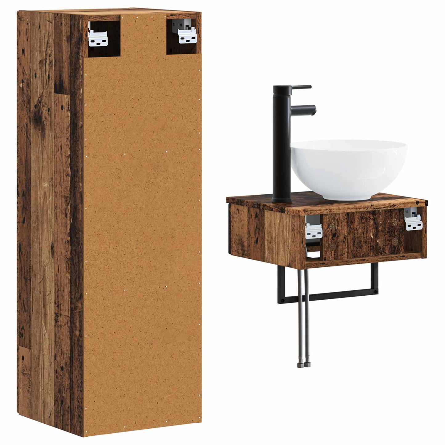 vidaXL Bathroom Furniture Set 2 pcs Old Wood 33 x 34.5 x 100 cm