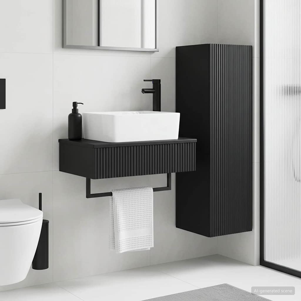 vidaXL Bathroom Furniture Set 2 pcs Black 33 x 34.5 x 100 cm