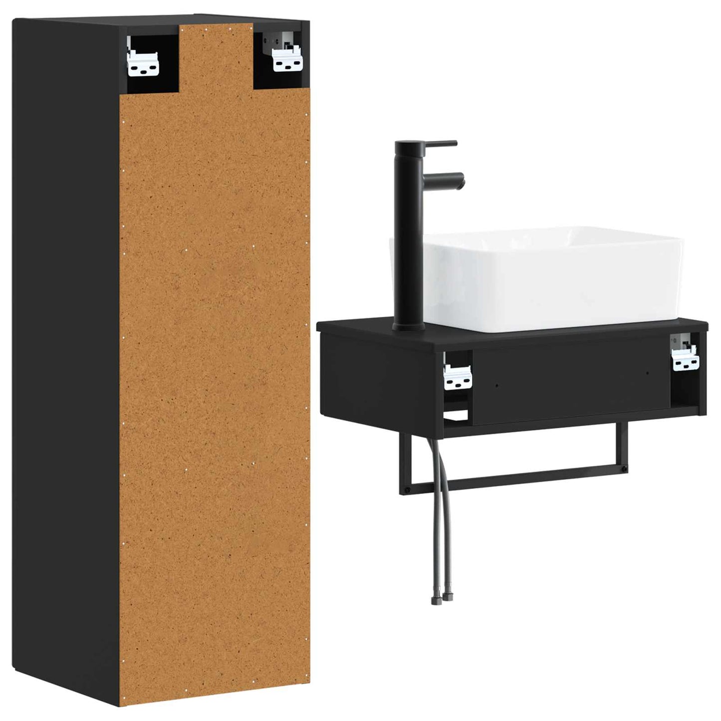 vidaXL Bathroom Furniture Set 2 pcs Black 33 x 34.5 x 100 cm