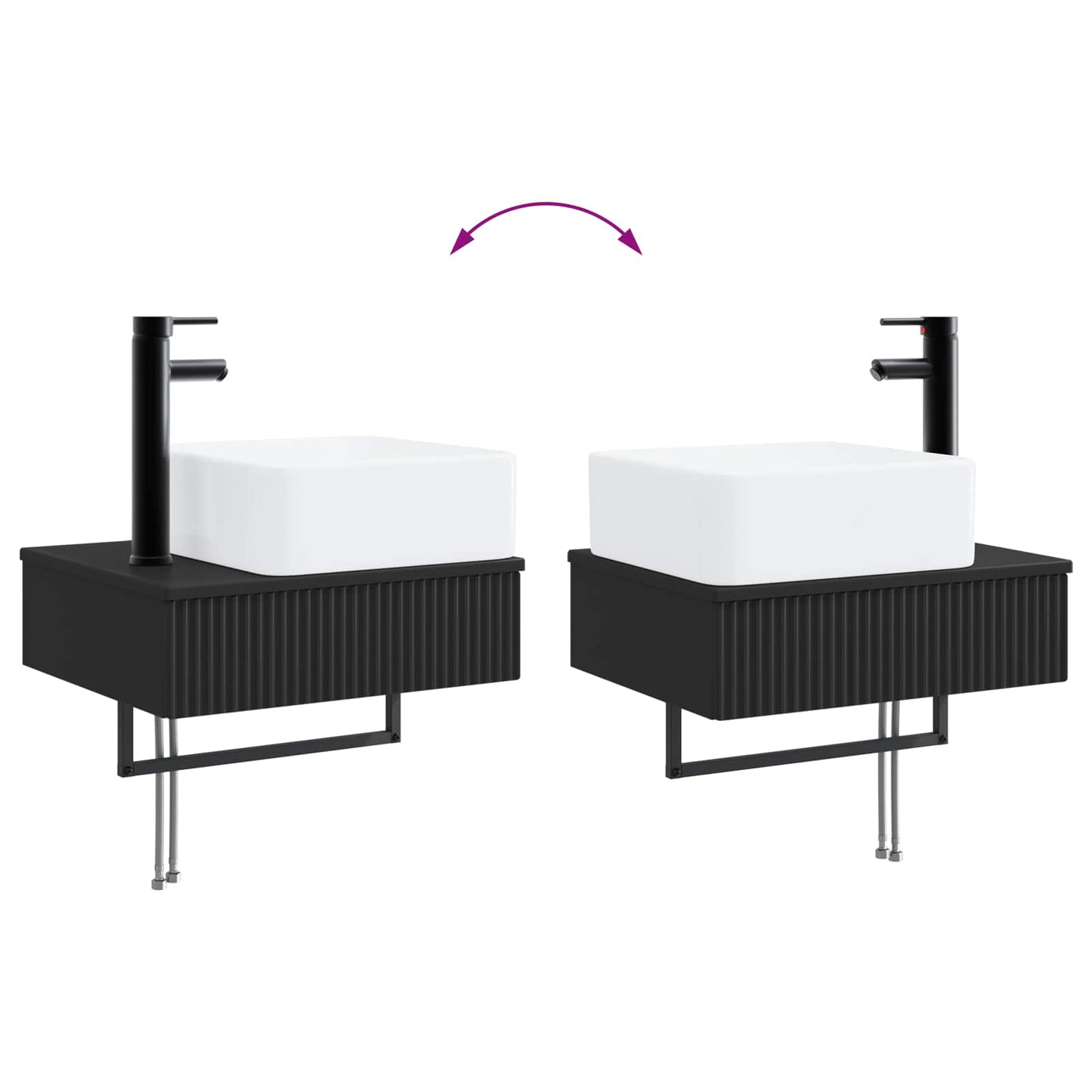 vidaXL Bathroom Furniture Set 2 pcs Black 33 x 34.5 x 100 cm
