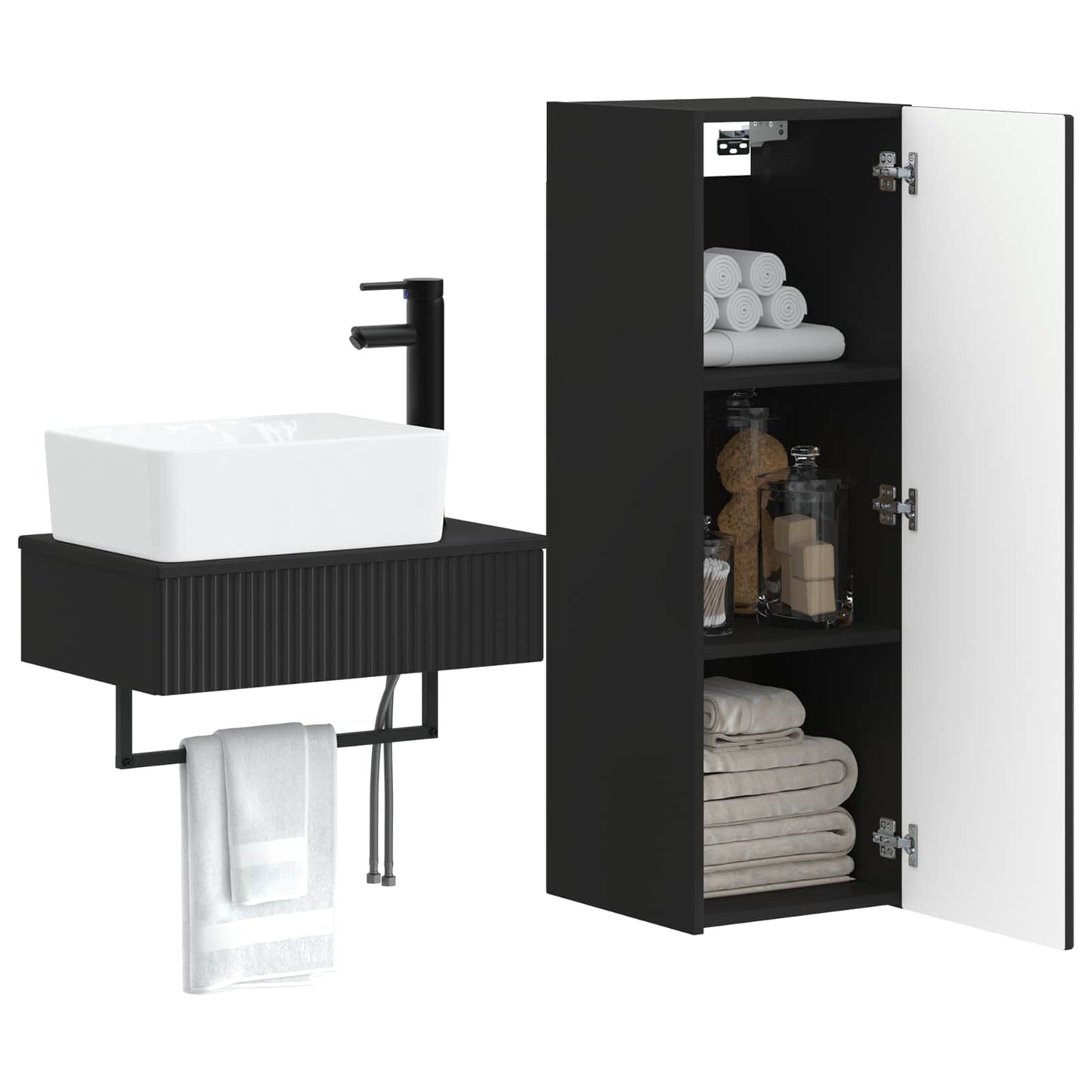 vidaXL Bathroom Furniture Set 2 pcs Black 33 x 34.5 x 100 cm