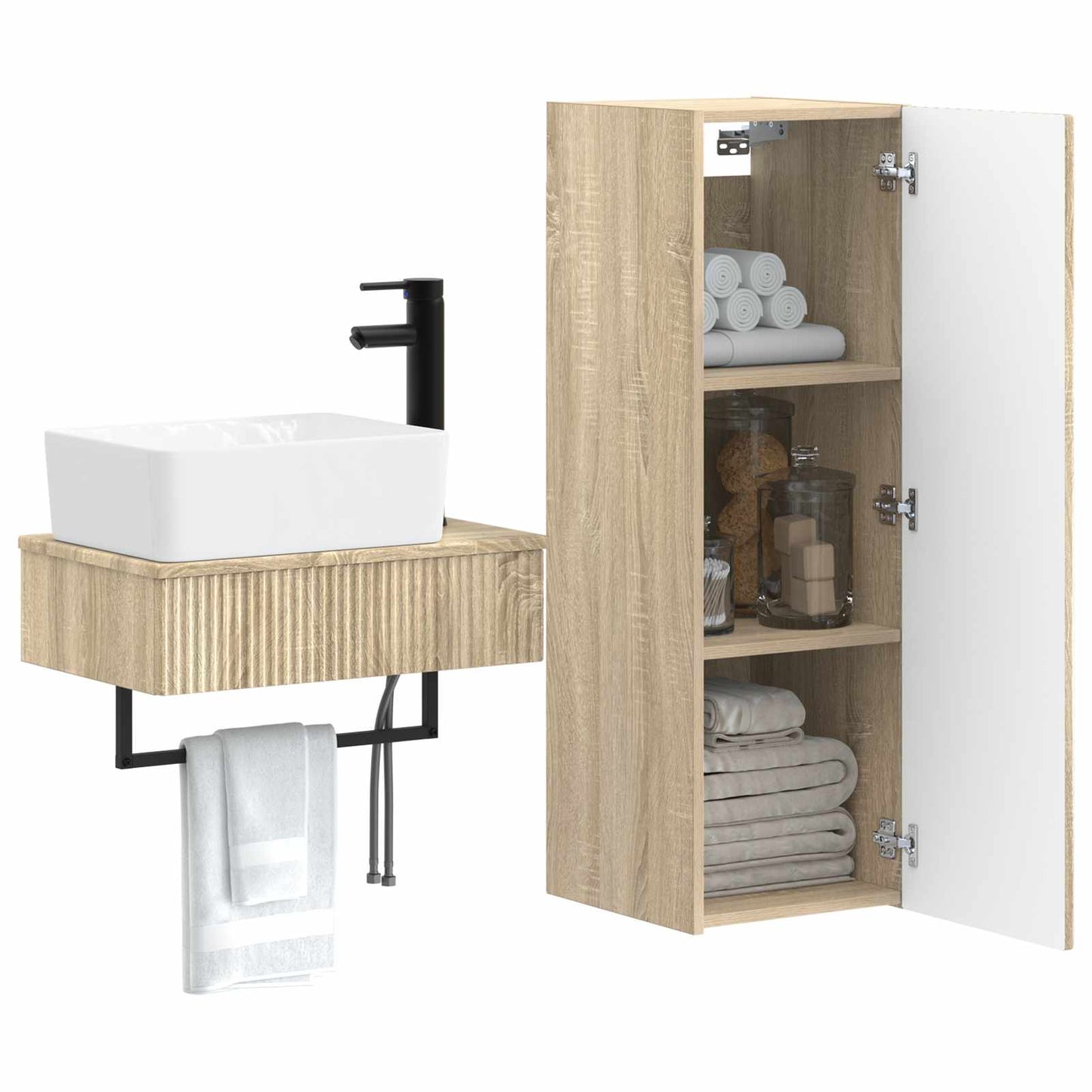 vidaXL Bathroom Furniture Set 2 pcs Sonoma Oak 33 x 34.5 x 100 cm