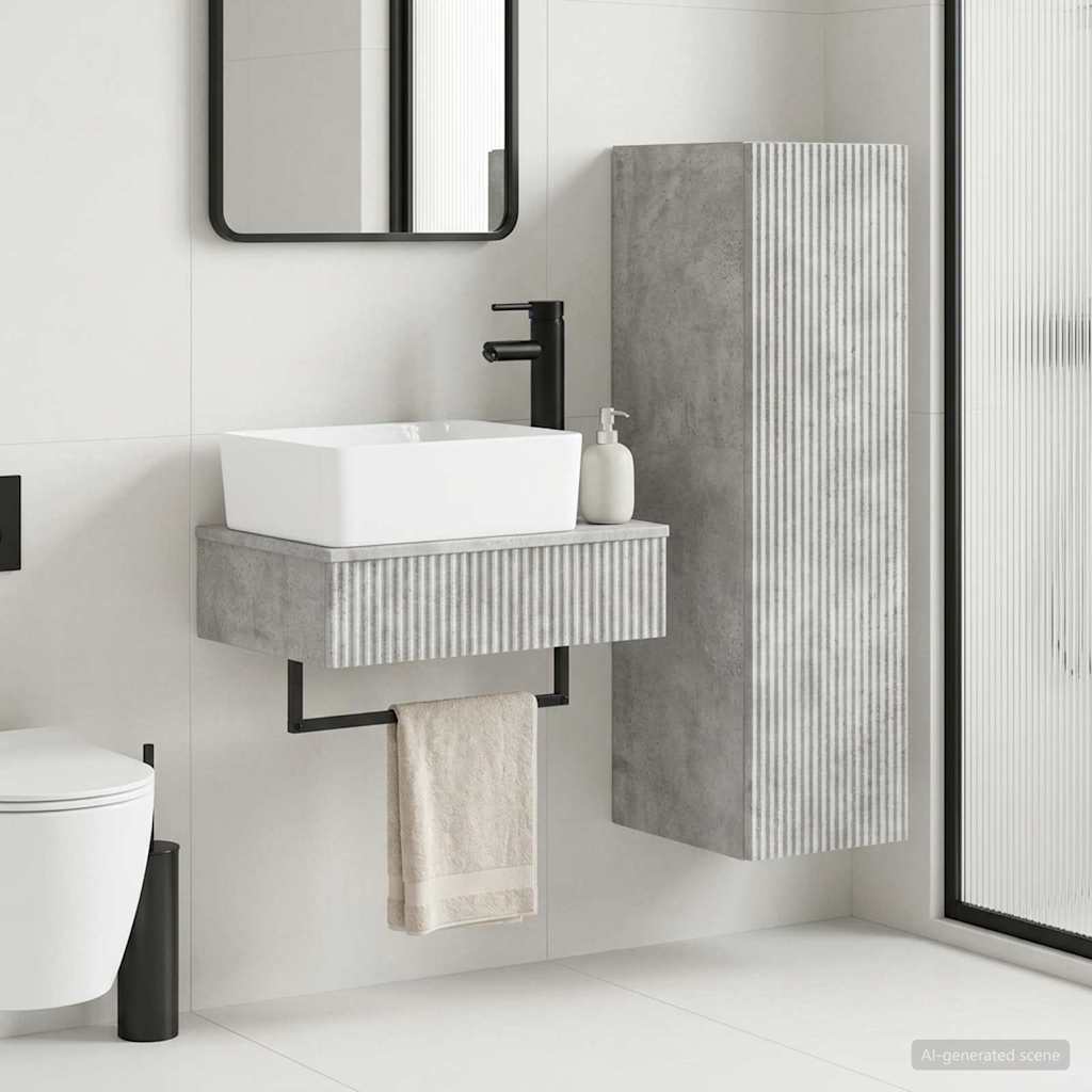 vidaXL Bathroom Furniture Set 2 pcs Concrete Grey 33 x 34.5 x 100 cm