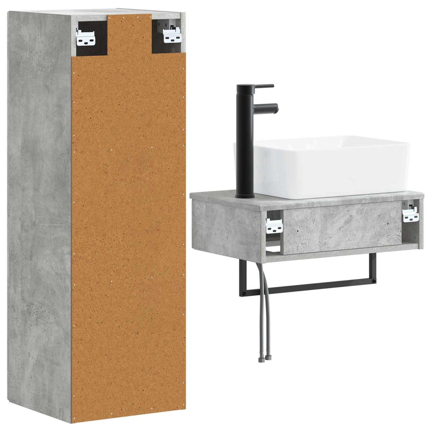 vidaXL Bathroom Furniture Set 2 pcs Concrete Grey 33 x 34.5 x 100 cm